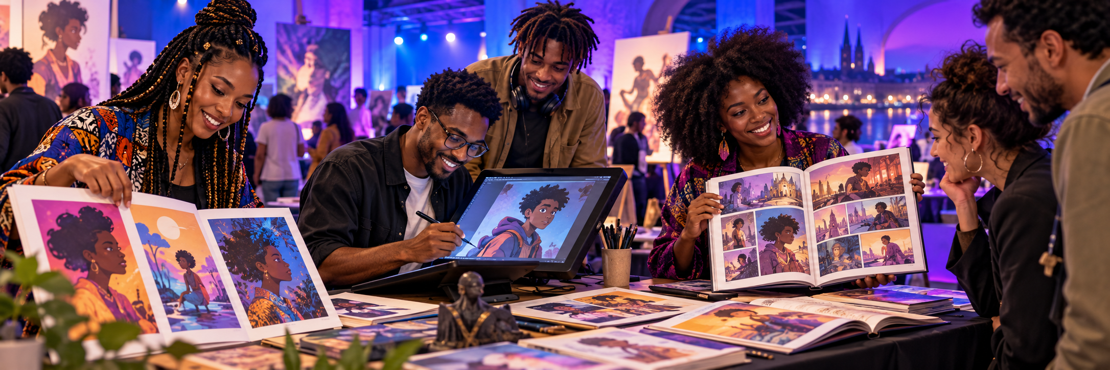 Illustration du Village jeunes talents : dessin, livres et animation